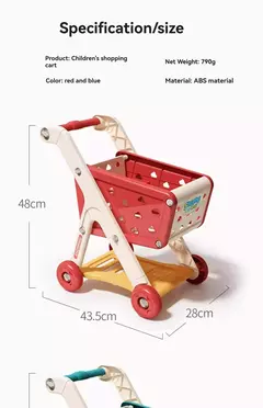 Imagem do Grande carrinho de compras de supermercado para crianças, carrinho para crianças, brinquedos Push Car, simulação de frutas, comida, presentes de aniversário, novo