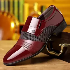 Imagem do Sapatos masculinos de couro de dedo apontado preto, sapatos Oxford formais, festa, escritório, negócios, casual, vestido