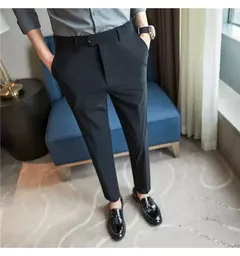 Calça elástica de seda gelada masculina, alta qualidade, respirável, casual, de negócios, escritório, social, primavera, verão, 2022 - comprar online