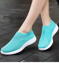Imagem do Sapatos rasos elásticos respiráveis para mulheres, tênis leves, calçados esportivos, primavera e verão