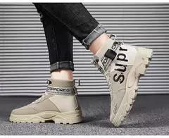 Imagem do Botas masculinas 2024 novo outono dedo do pé redondo alta bunda plataforma de fundo grosso botas na moda grande 46 rendas até aumento de altura botas ao ar livre