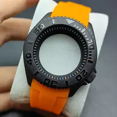 Nh35 caso 42mm relógios masculinos de alta qualidade aço preto caso nh35 nh36 movimento caso relógio acessórios vidro safira 22mm banda na internet