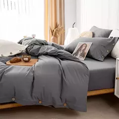 Conjunto de edredão duplo, Conjunto de cama de algodão torção sólida, Quilt Cover King Size, 100% Algodão, 220x240, 3Pcs - comprar online