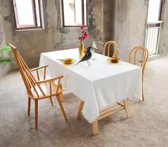 Imagem do Toalha De Mesa De Mesa De Café De Algodão Retangular, Cobertura De Mesa Branca, Sala De Estar, Decoração De Casa, Pano, Casamento, Decoração De Natal