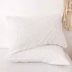 Imagem do Wostar verão branco pitada plissado capa de edredão 220x240cm luxo cama casal colcha conjunto cama rainha king size consolador capa