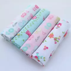 100% algodão flanela bebê cobertor, cobertor do bebê recém-nascido, impressão, swaddle bedsheet, 4 unidades/pacote, 76x76cm - Wolf Magazine