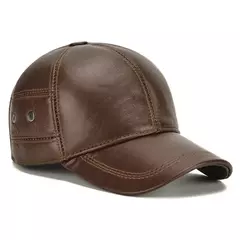 Boné de beisebol de couro verdadeiro para homens, boné de couro real, orelha exterior, novo estilo, inverno quente, 2022 - Wolf Magazine