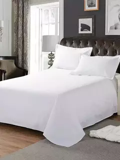 Lençóis de solteiro e casal, lençóis de algodão lavável, lençóis de hotel branco puro, fronhas não incluídas, One Piece, uso doméstico, B & B na internet