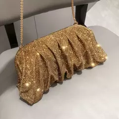 Imagem do Handmade Strass Evening Clutch Bags com Punho Brilhante, Novas Dobras Bolsas, Handmade Bolsas, Designer De Luxo, Festa De Casamento, Alta Qualidade