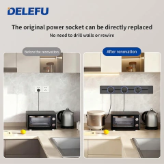 DELEFU Pista Tomada Universal Brasil Itália Chile USB-AC Adaptador Romovível Parede de Cozinha Tomada Elétrica Branco Preto Cinza