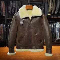 Jaqueta de couro genuíno masculina, casaco de pele marrom, pele de carneiro real, casual quente, shearling barato, moda masculina de alta qualidade, inverno na internet