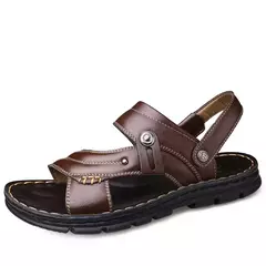 Sandálias de couro genuíno masculino, chinelos antiderrapantes de fundo grosso, de alta qualidade, luxo, verão - comprar online