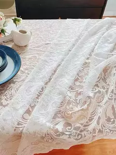 Imagem do Toalha de renda branca para mesas retangulares, recepção de casamento, festa de aniversário, estilo vintage
