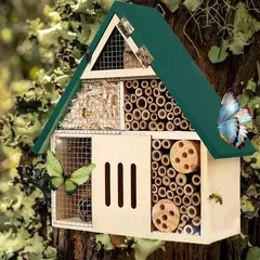Casa de abelha de madeira, abrigo de reprodução, borboleta, hotel, à prova de intempéries, pendurado, caixa de ninho para cerca ao ar livre, jardim, quintal - Wolf Magazine