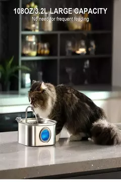 Imagem do Alimentador de água para animais de estimação, aço inoxidável, 3,2l, fonte automática para gatos, dispensador de água inteligente para cães, janela visual, tigela, acessórios para animais de estimação