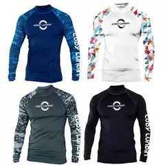 Apertado manga longa mergulho camisetas masculinas, natação Rash Guard Swimwear, proteção UV Surf Vestuário, Beach Floatsuit Tops na internet