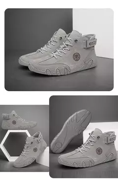 CLOHOO-Sapatos masculinos casuais de couro, tênis ao ar livre, sapatos confortáveis, botas masculinas de luxo, nova moda, 2024 - loja online