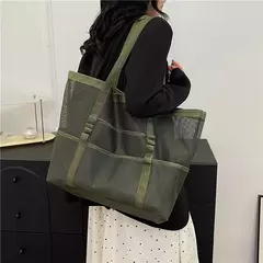Bolsa de praia de malha portátil para mulheres, maquiagem, bolsa de lavagem, organizador de banho, Shopper Totes, verão - loja online