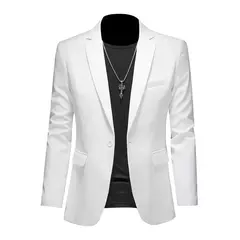 Blazers casuais monocromáticos de botão único masculino, smoking de luxo, terno de negócio de qualidade, jaquetas slim fit, jaquetas masculinas, 6XL, 5XL, 4XL, primavera - Wolf Magazine