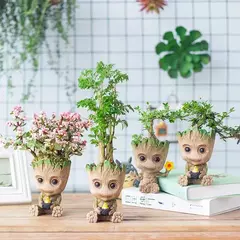 Marvel vingadores groot mini estatueta caneta titular vaso de flores boneca criativa figura ação cena ornamento presentes natal crianças brinquedos - loja online