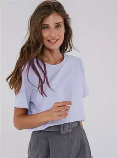 Bornladies-Camiseta solta de manga curta feminina, tops sólidos básicos, camisas de assentamento elegantes, 100% algodão, 230g/?, verão - comprar online