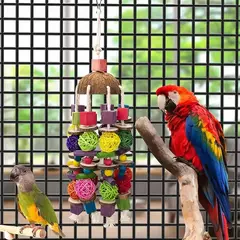 Pássaro mascar brinquedo pássaro papagaio treinamento brinquedos mastigar forrageamento pendurado gaiola cordas de papel fio desenho bola brinquedos aliviar o tédio