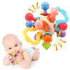 Brinquedo macio do chocalho do bebê do silicone Manhattan Round Ball Bola de mão Brinquedos mastigáveis Teethers para crianças, 0-12Months