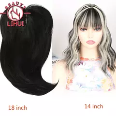 Peruca sintética Ombre raiz escura para mulheres, toppers dourados, pedaço de cabelo, clipes invisíveis, extensões de cabelo com clipe, resistente ao calor - comprar online