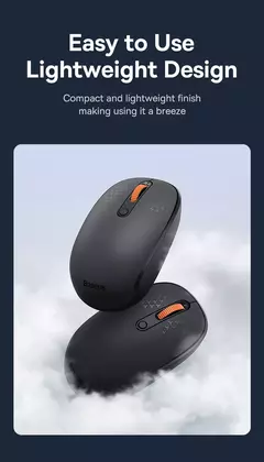 Baseus-mouse de computador sem fio bluetooth, 1600dpi, silencioso, com usb, nano receiver, para pc, macbook, tablet, laptop