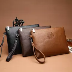 Clutch estilo empresarial para homens, carteira grande, couro PU macio, bolsa de pulso masculina, lazer elegante, bolsas de mão elegantes, bolsa de presente, nova na internet