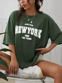 The New York é jovens camisetas de algodão para mulheres, Streetwear criatividade diária extragrande, roupas individuais casuais, quando 1984 na internet