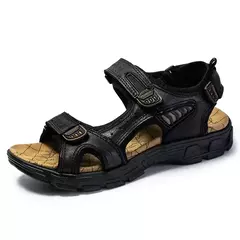 Sandálias masculinas clássicas de couro genuíno, sapatos de verão, casual, ao ar livre, praia, feriados, marca - loja online