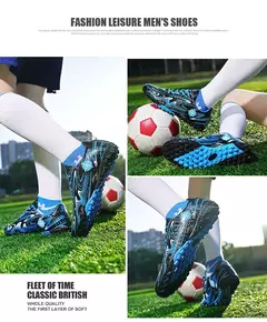 Sapatos de futebol respiráveis dos homens botas de futebol de pico longo das mulheres das crianças jovens esportes bola sapatos competição calçado de treinamento - loja online