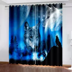 Imagem do 3D Printed Rose Shading Window Curtain para crianças, leão, tigre, lobo, animal, sala de estar, quarto, cozinha, porta, salão, decoração de casa