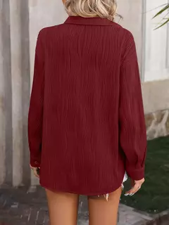 Blusas vintage grandes para mulheres, camisas soltas casuais para jovens, tops femininos monocromáticos, moda elegante, outono, 2024 - loja online