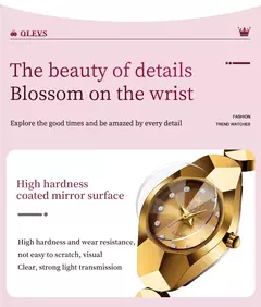 OLEVS Relógio Quartz para Mulheres, Espelho Rhombic, Relógio de Pulso Feminino Impermeável, Tungsten Steel Strap, Luxo, Original, 7007