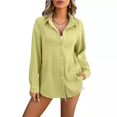 Blusas vintage grandes para mulheres, camisas soltas casuais para jovens, tops femininos monocromáticos, moda elegante, outono, 2024 na internet