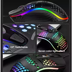 Cabo com fio jogos 7 respiração led luz traseira do mouse óptico usb computador escavado para fora ratos computador portátil desktop 4d pc uso doméstico escritório na internet