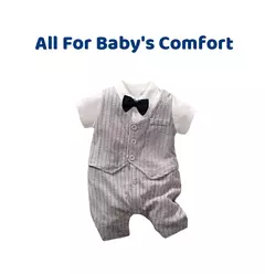 Bodysuit de algodão confortável para meninos e meninas, manga curta, bonito vestido de festa, roupas de bebê, verão, 0-18m - loja online
