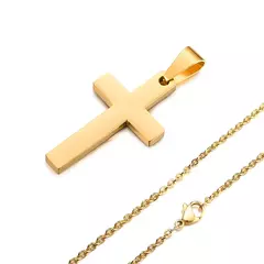 Colares transversais impermeáveis para homens presentes masculinos jóias, anti alergia aço inoxidável simples pingente de cruz com corrente de corda - loja online