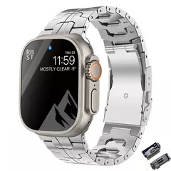Pulseira de titânio para Apple Watch, Pulseira de luxo, Ultra, 49mm, 45mm, 44mm, 41mm, 38mm, Men's Style Bracelet, iWatch 9, SE, 8, 7, 6, 5, 4 - Wolf Magazine