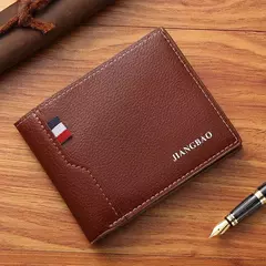 Carteira de couro sintético curta bifold masculina, titular do cartão de identificação de crédito bolsa billfold, Business Slim Clutch, monocromática