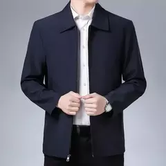 Jaquetas monocromáticas à prova de vento para homens de meia idade, casaco com zíper com gola lapela, jaquetas casuais masculinas, 5 tamanhos, inverno - comprar online