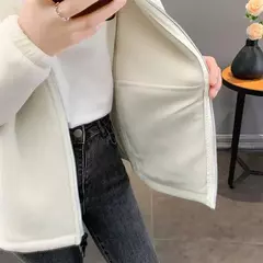 Imagem do Casaco de gola polar reversível feminino, moletom casual, casaco com zíper solto, moletom de manga longa, moletom de inverno