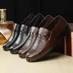 Sapatos baixos formais de couro masculino, Sapatos de vestir masculinos, Negócios, Escritório, Redondo, Respirável, Festa, Casamento, Trabalho, Nova Marca - Wolf Magazine