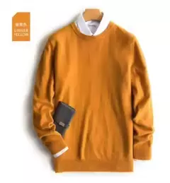 Pulôver de caxemira masculino, suéter clássico de algodão quente, camisa para outono e inverno, 2022 - loja online