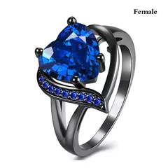 Moda casal anéis romântico feminino coração azul strass zircão anel masculino aço inoxidável celta dragão anel jóias de casamento - comprar online