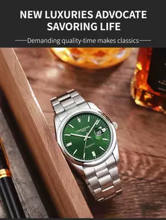 CHRONOS-Relógio de pulso masculino quartzo em aço inoxidável, impermeável, data luminosa, luxo, relógio masculino, Top Brand - loja online