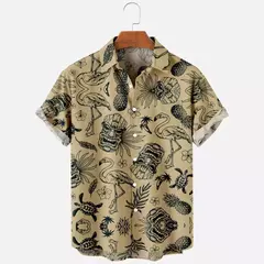 Moda masculina verão t-shirts havaiano impressão 3d aconchegante casual um botão camisas de manga curta praia camisas de grandes dimensões na internet