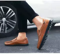 Couro de vaca natural masculino mocassins de couro genuíno italiano, sapatos de vestido masculino, calçado formal, casual, marca, venda - loja online